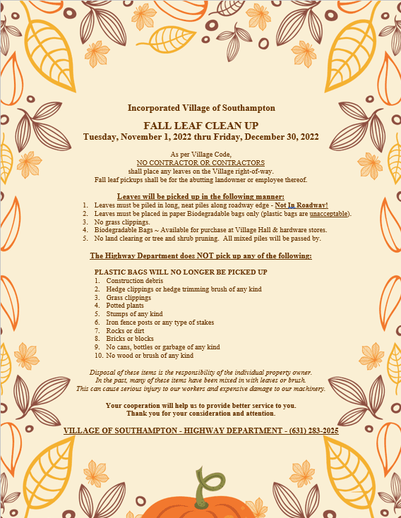 2022 Fall Clean Up Flyer