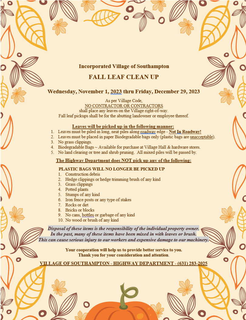 2023 Fall Clean Up Flyer