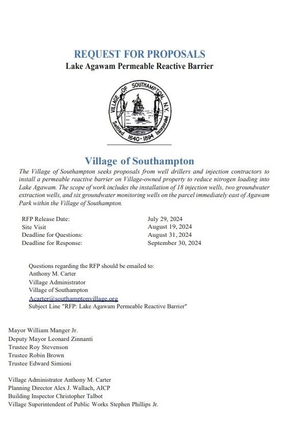 RFP Lake Agawam 7.30.3034 Cover sheet