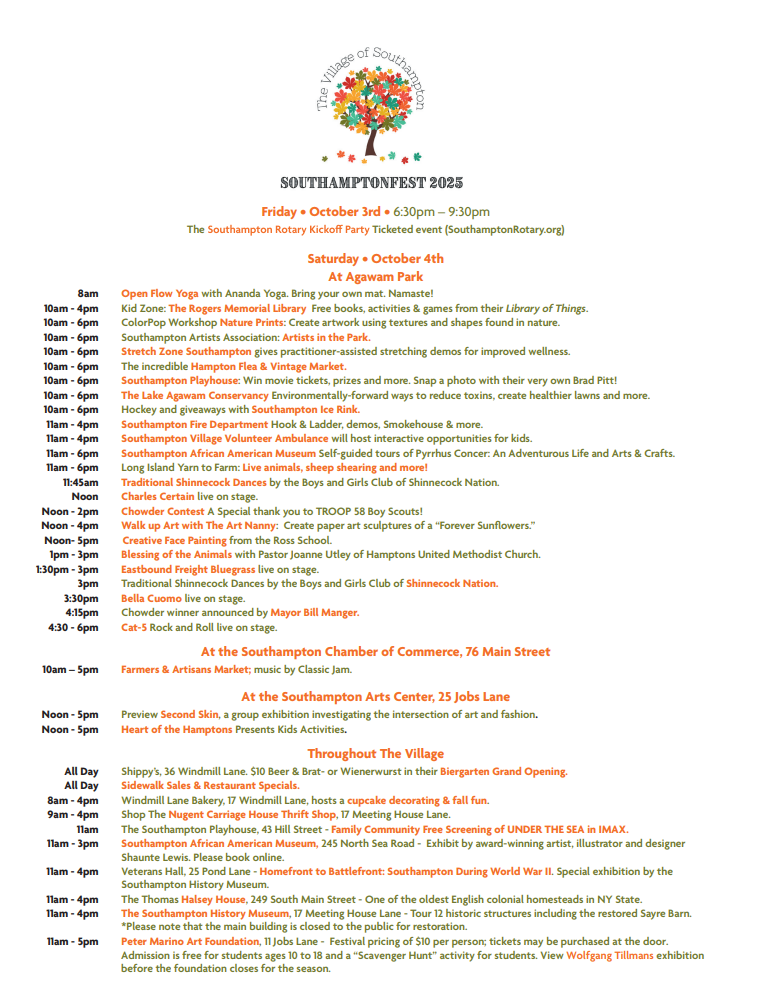 Southamptonfest Event Schedule 
