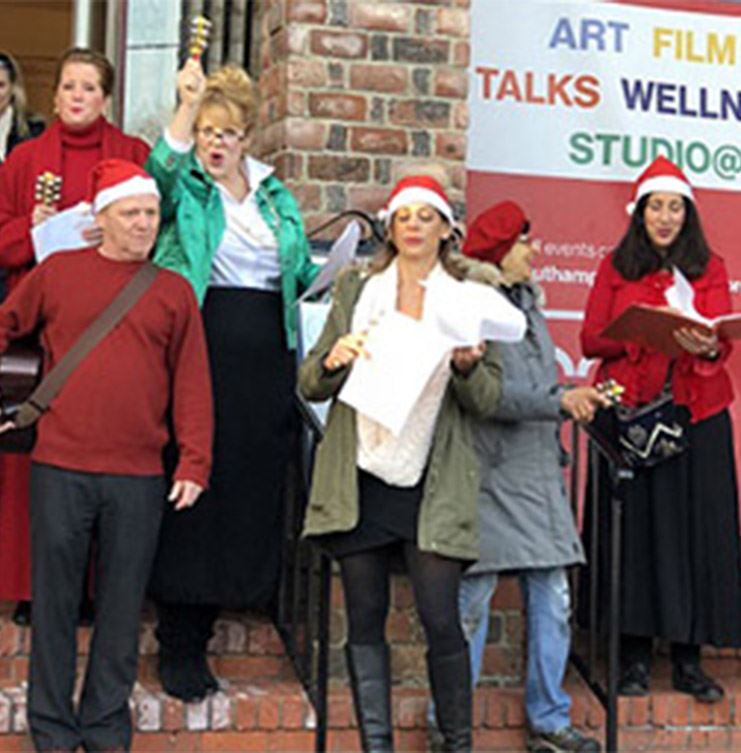 image of caroling at Southampton Arts Center